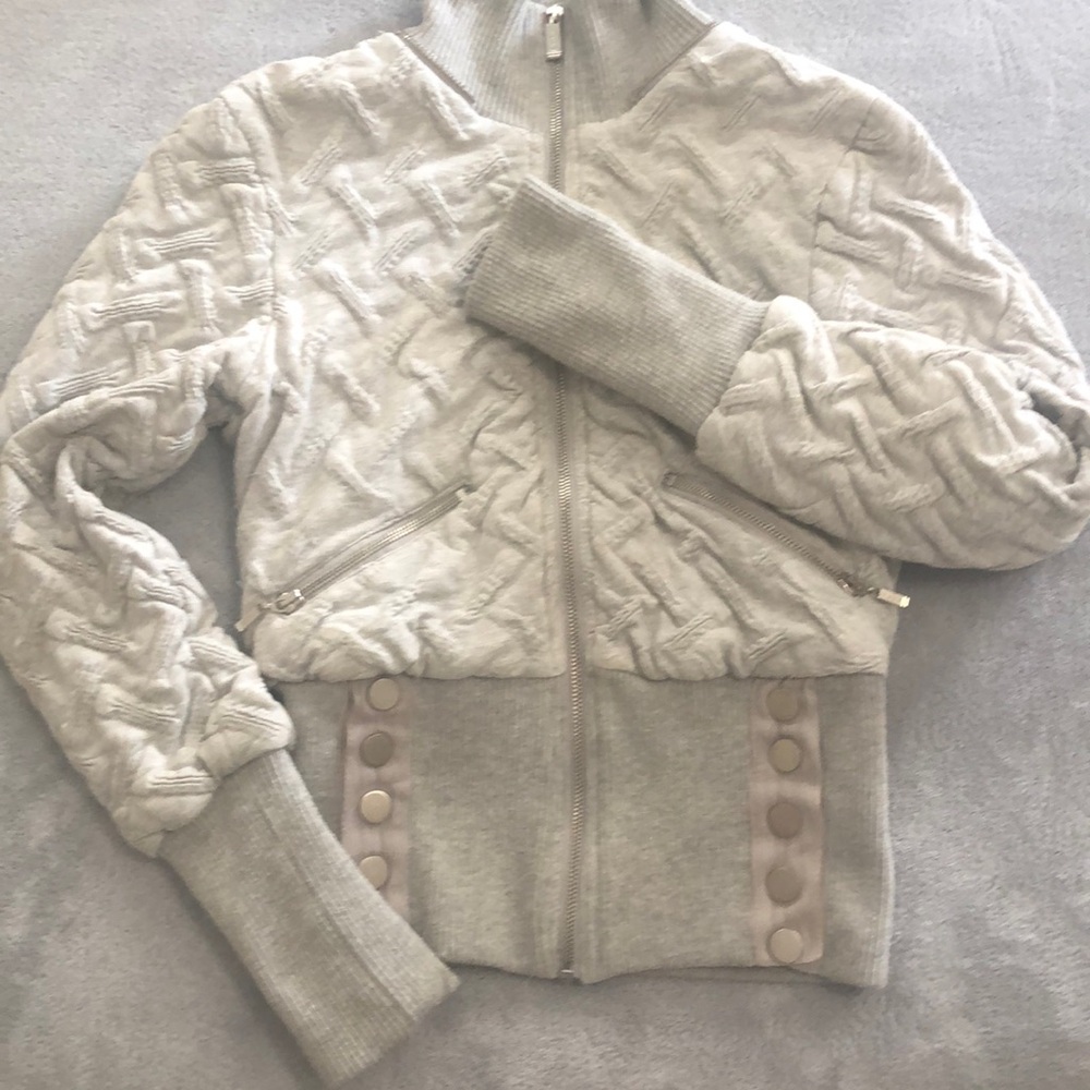 Soft grey jacket with snap detail